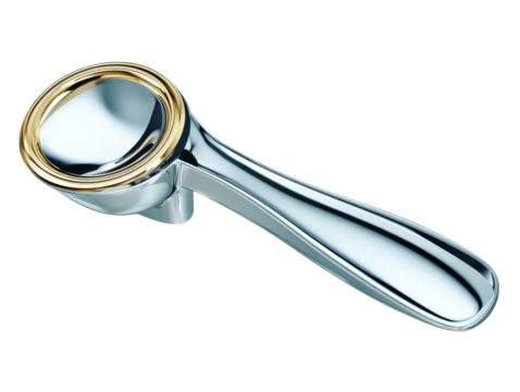 Coffee scoop and tamper kitchen product photography indoor close-up. Isolated on transparent background, png.