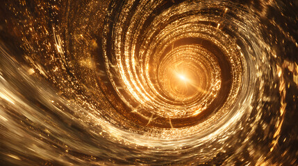 Golden Spiral Vortex with Sparkles and Light