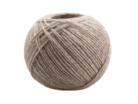 Knitting action yarn ball in home studio creative hobby focus. Isolated on transparent background, png.
