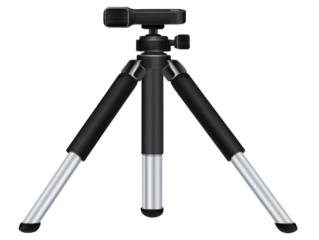 Tripod for photography and videography studio setting close-up view. Isolated on transparent background, png.