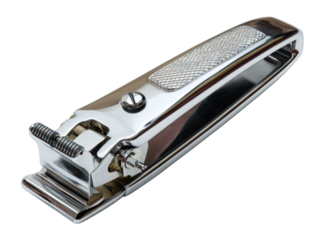 Nail clipping procedure home tutorial personal care close-up. Isolated on transparent background, png.