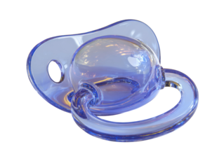Baby pacifier soft blue nursery accessories indoor comfort close-up. Isolated on transparent background, png.
