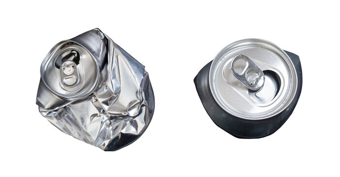2 crushed aluminum cans on a transparent background PNG