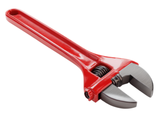 Using adjustable wrench for home repairs workshop tool guide practical. Isolated on transparent background, png.