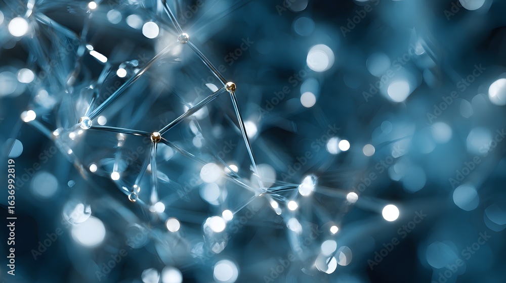 Poster abstract network design with illuminated nodes.