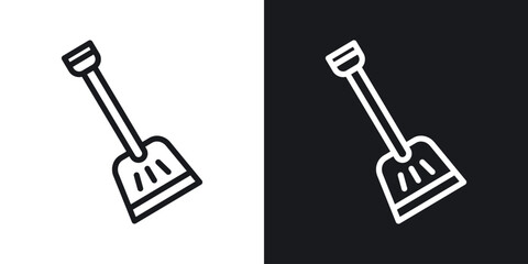 Snow shovel vector icon. Design graphic in outline style illustration. © ramsey