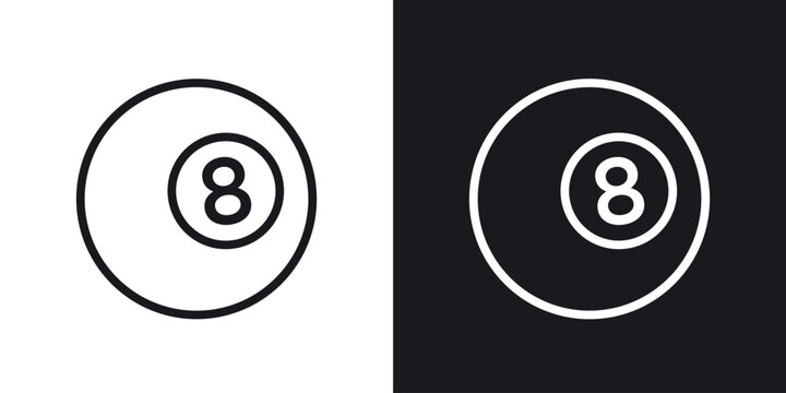 Pool 8 ball vector icon. Design graphic in outline style illustration.
