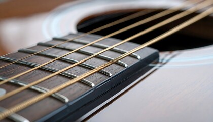 Obraz premium Closeup acoustic guitar fretboard