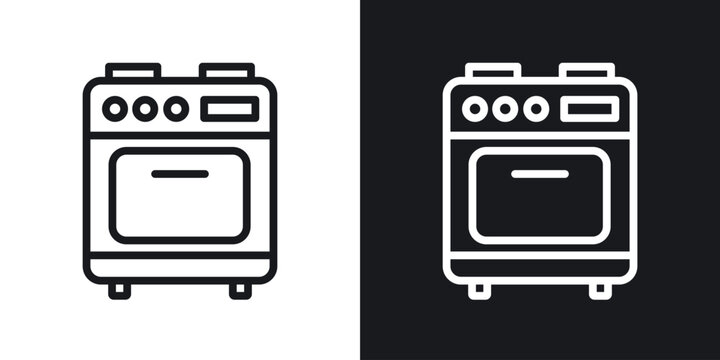 Oven vector icon. Design graphic in outline style illustration.