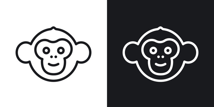 Monkey vector icon. Design graphic in outline style illustration.