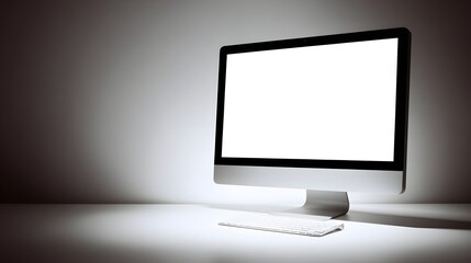 Fototapeta premium Computer monitor with blank screen on a desk.