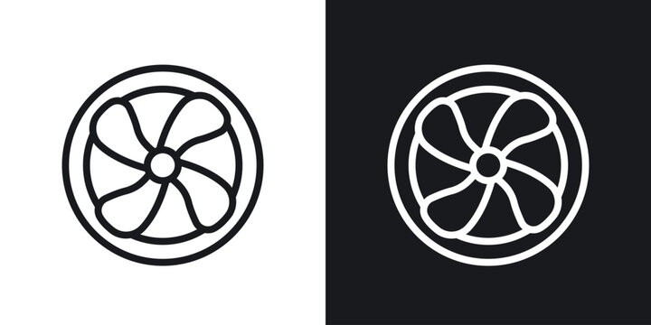 Fan vector icon. Design graphic in outline style illustration.