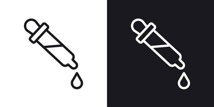 Eye dropper half vector icon. Design graphic in outline style illustration.