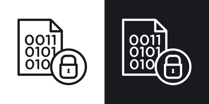 Binary Lock vector icon. Design graphic in outline style illustration.