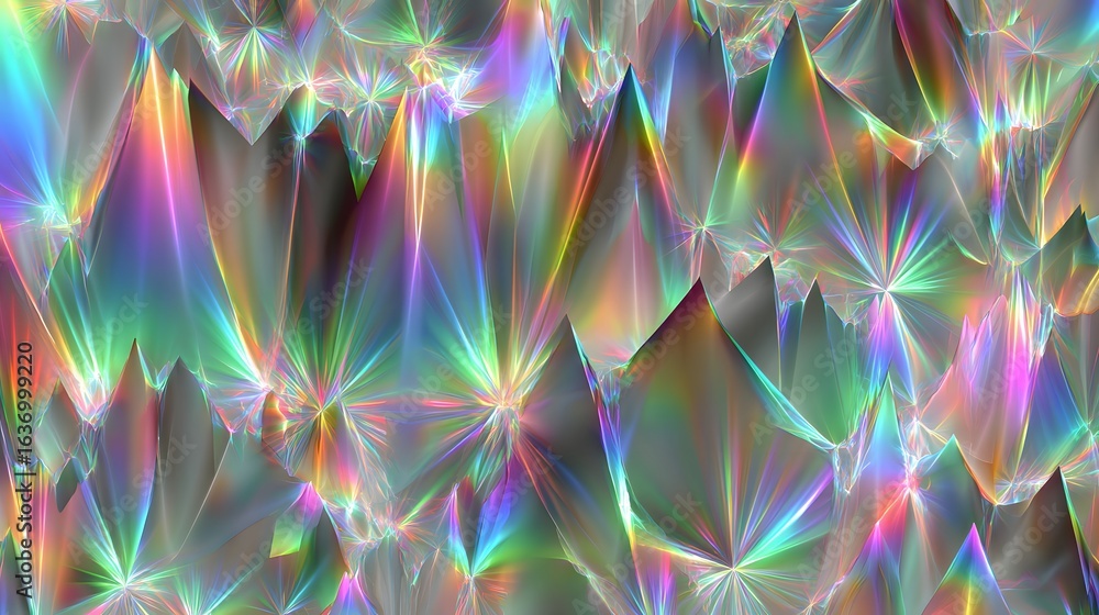 Poster abstract iridescent pattern with geometric shapes.
