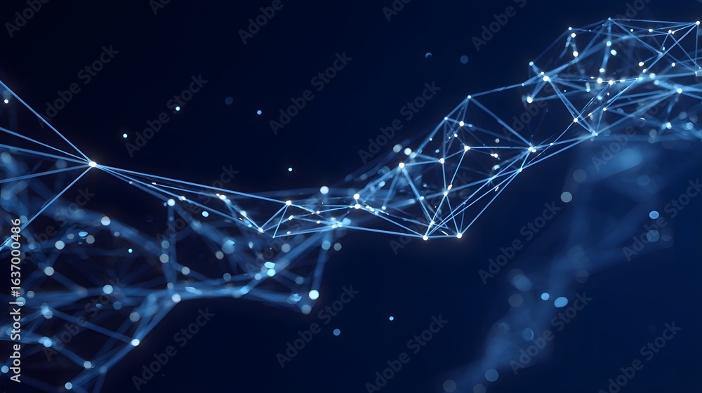 Aufkleber abstract digital network design with glowing points and lines.