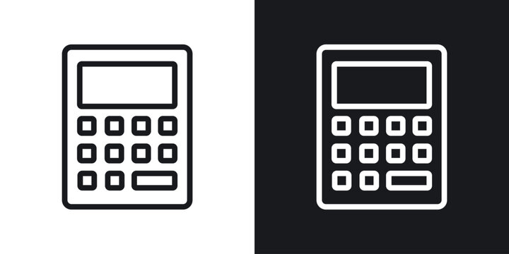 Calculator vector icon. Design graphic in outline style illustration.