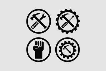 Tool icon vector set. Maintenance tools with wrench, gear, spanner, hammer and screwdriver symbol illustration for fix and repair concept.