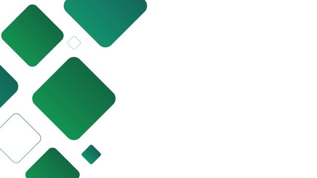 Modern green shapes popping up with white copy space on the side 4k animation for presentation backdrop.