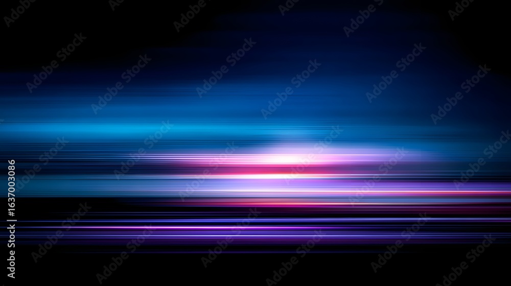 Poster abstract horizontal lines of vibrant color against a dark background.