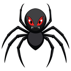 Obraz premium Scary cartoon spider with red eyes isolated on white background
