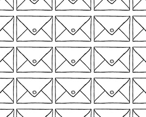 seamless envelope pattern - hand-drawn stationery doodle style 