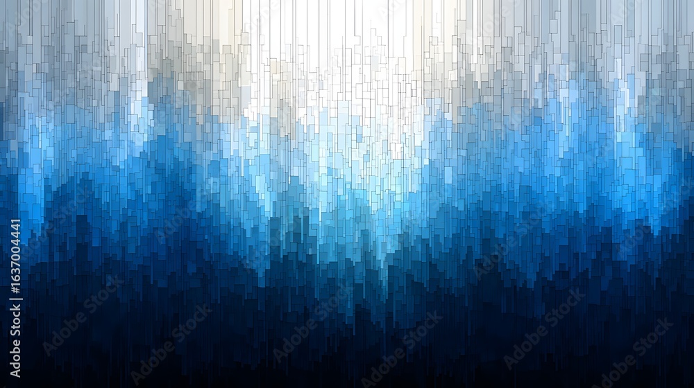 Aufkleber abstract graphic design with vertical rectangular shapes and gradient blue tones.