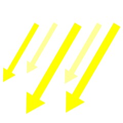 勢いよく下降する5本の矢印(黄色)