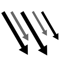 勢いよく下降する5本の矢印(黒)