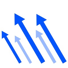 勢いよく上昇する5本の矢印(青)