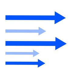 右方向に進行する複数の矢印(青)