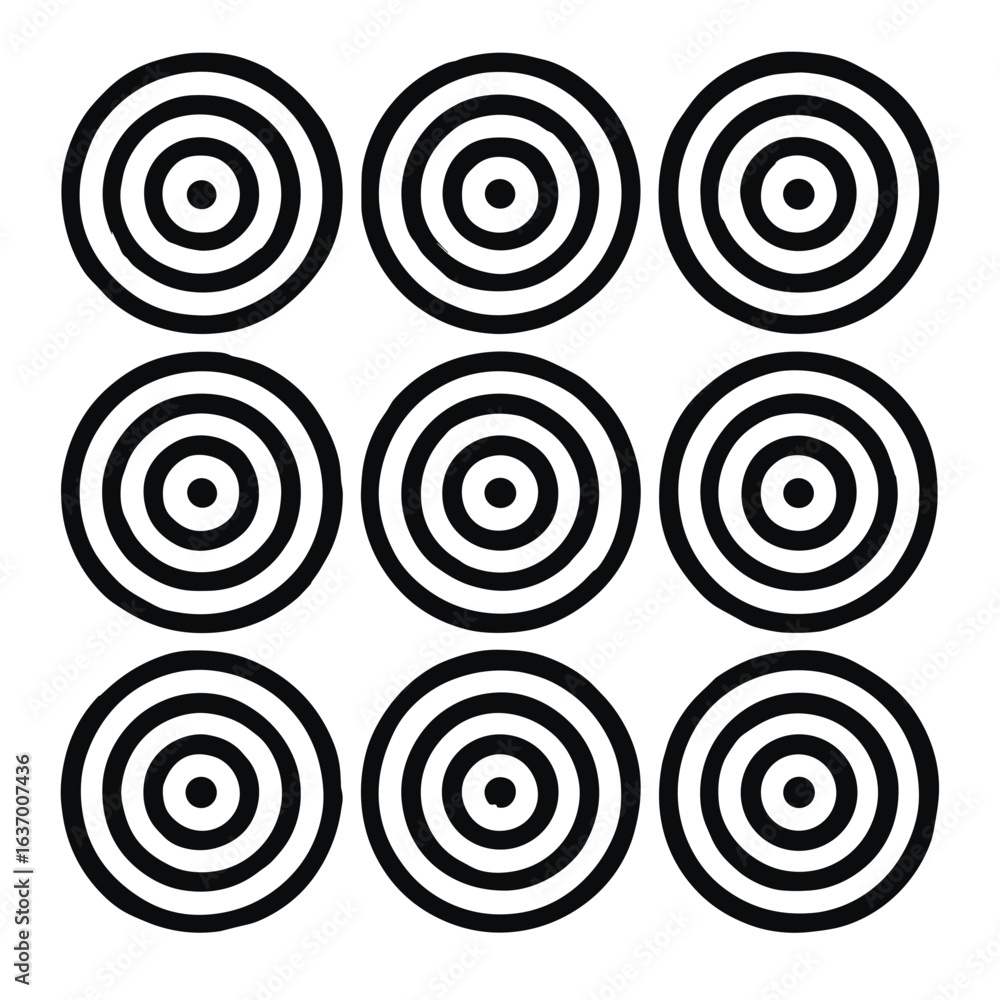 Poster a series of concentric circles, repeating the intricate pattern, a modern minimalist design aestheti