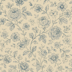 Fototapeta premium An elegant floral pattern is presented. with a touch of grace and sophistication, designed to bring a sense of beauty and timelessness to any setting.