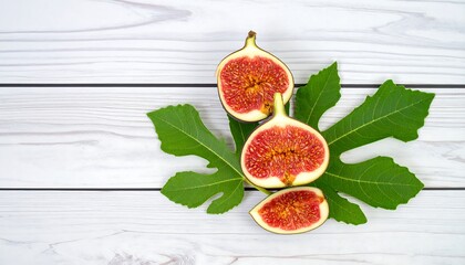 Fresh figs on a white wooden background