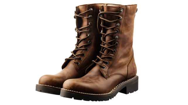brown leather boots isolated