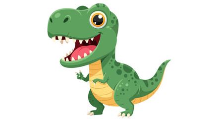 Obraz premium A Cheerful Cartoon Tyrannosaurus Rex Dinosaur with Big Eyes and a Wide Open Mouth Ready to Roar and Play with Friends
