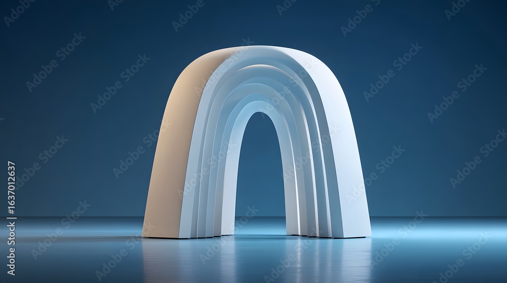 Poster abstract archway design in a minimalist setting.