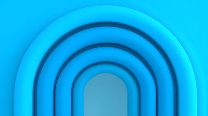 Obraz premium Abstract archway design with layered, light blue curves.