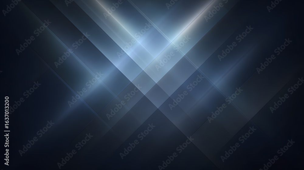 Poster abstract geometric design with diagonal lines and light effects.