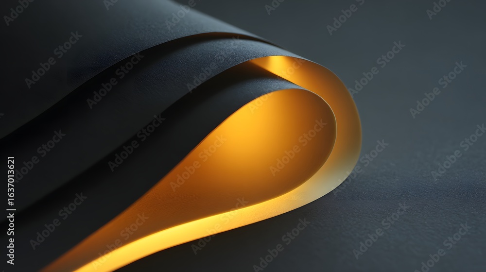 Poster curved layers of paper illuminated by an inner light.