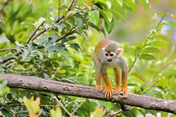 木に登ったコモンリスザル