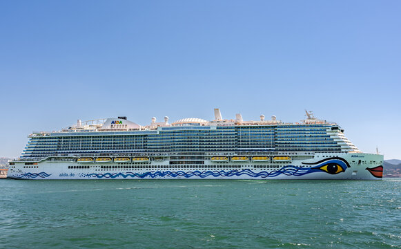La Spezia, Liguria, Italy &ndash; June 30, 2025: Excellence-class cruise ship AIDAcosma, owned by AIDA Cruises, docked in La Spezia