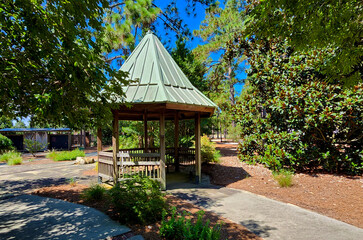 Gazebo at Sandhills Horticultural Gardens, Pinehurst, North Carolina, USA	