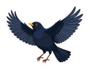 Obraz premium Black bird in flight