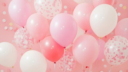 Pretty Pink and White Balloons Festive Party Background
