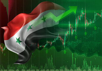 Syria, vector 3d flag financial exchange trend up