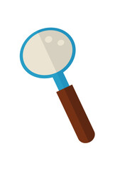 Hand Magnifying Glass Illustration – Flat Vector Search and Discovery Icon Clipart, back to school supplies