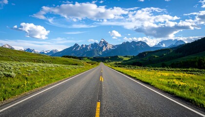 Naklejka premium Open road through mountain valley