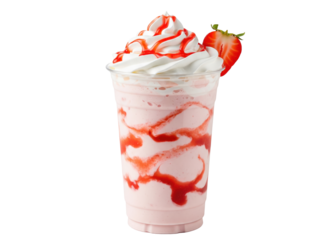 strawberry milkshake with whipped cream and syrup