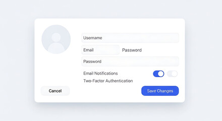 Profile settings interface with username email password and notification options displayed